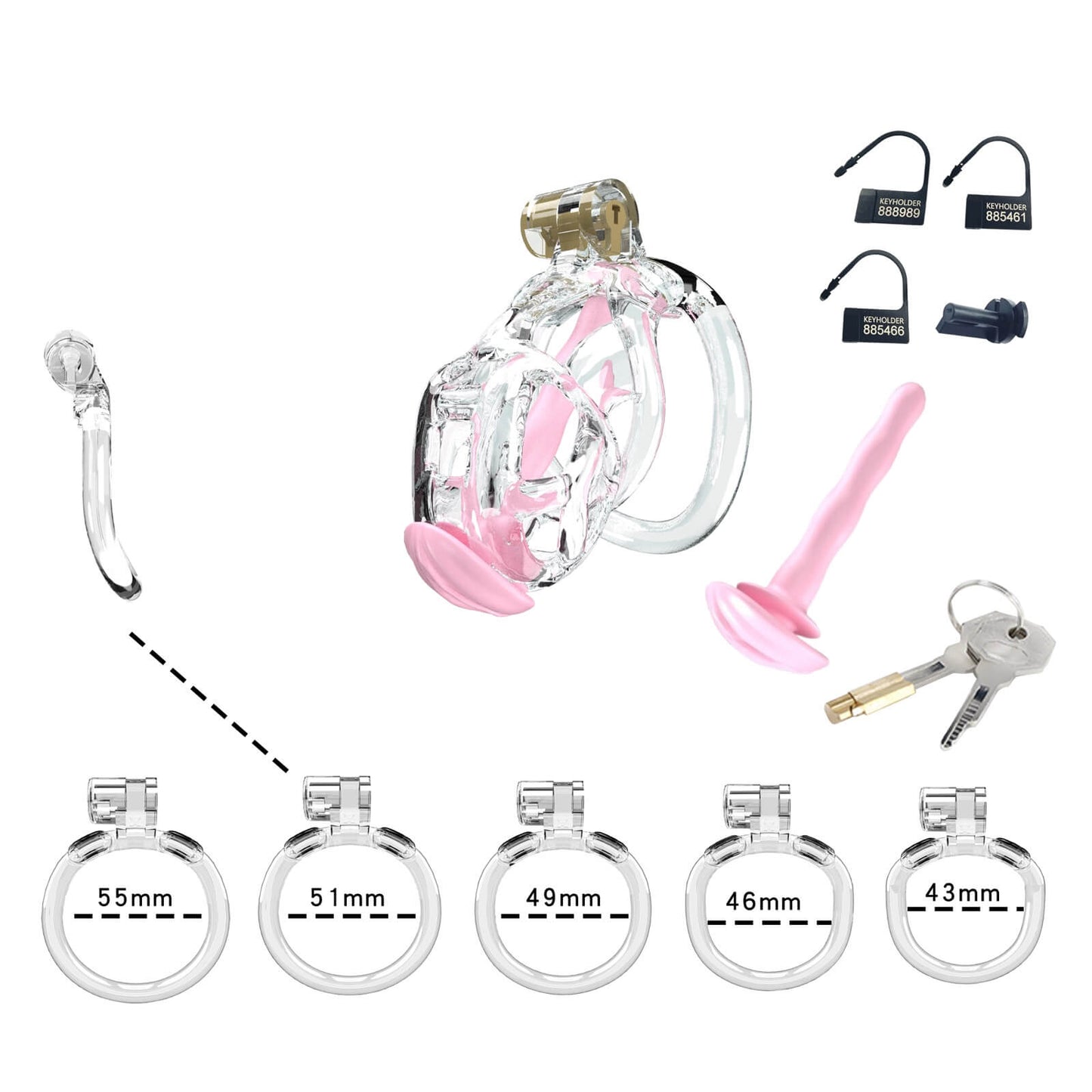 Transparent Cobra Nano Chastity Kit With Urethral