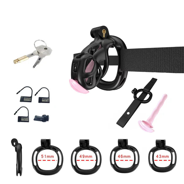 Cobra Chastity Set With 4 Wearable Ring