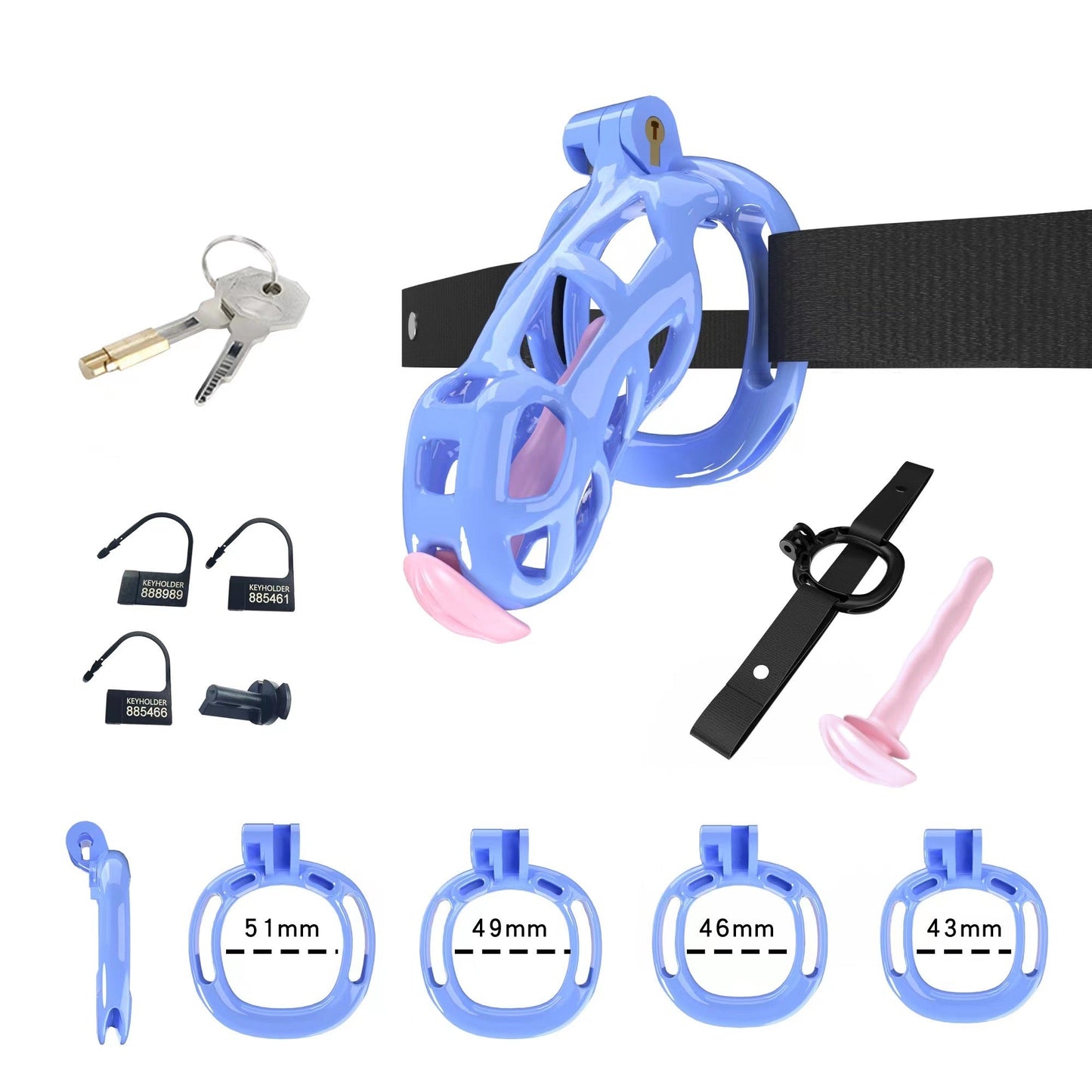 Blue Cobra Chastity Standard Kit With Belt