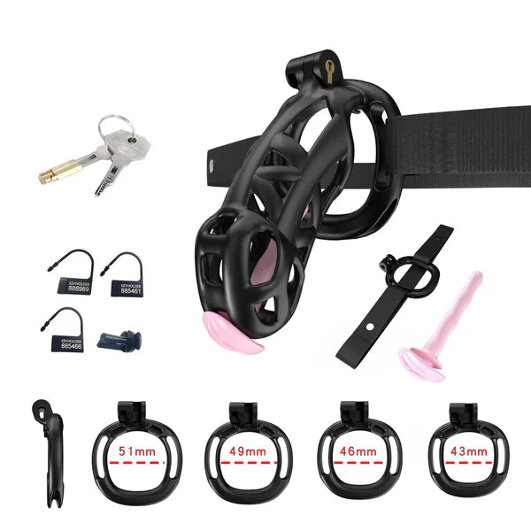 Cobra Chastity Set With 4 Wearable Ring
