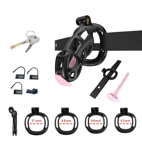 Cobra Chastity Set With 4 Wearable Ring