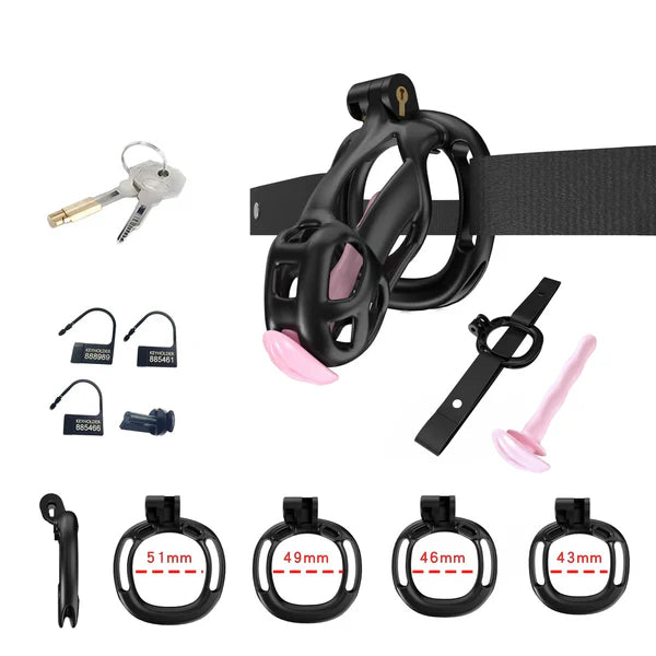 Cobra Chastity Set With 4 Wearable Ring