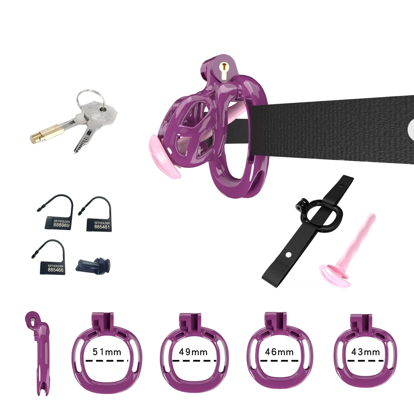 Cobra Chastity Set With 4 Wearable Ring