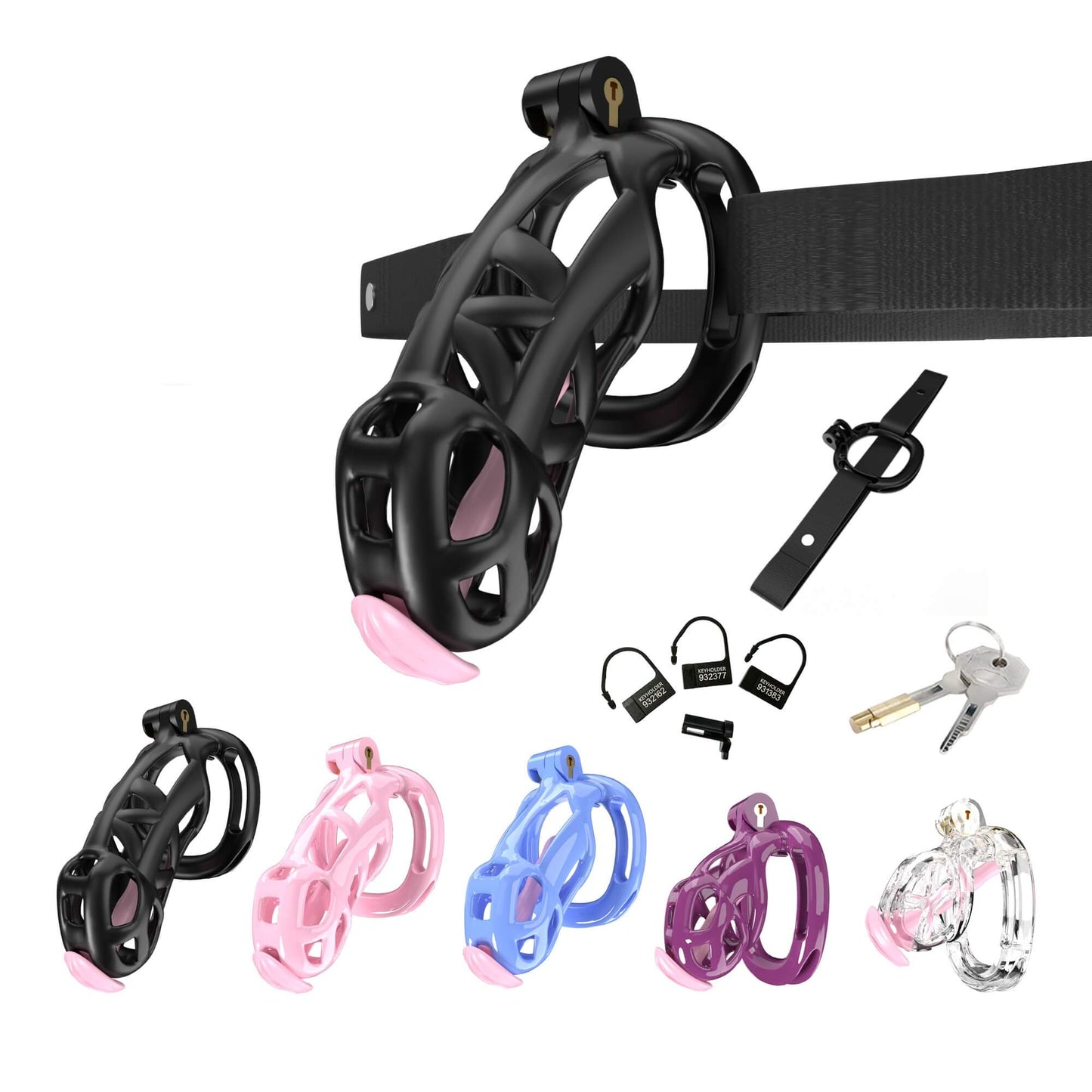 Cobra Chastity Set With 4 Wearable Ring