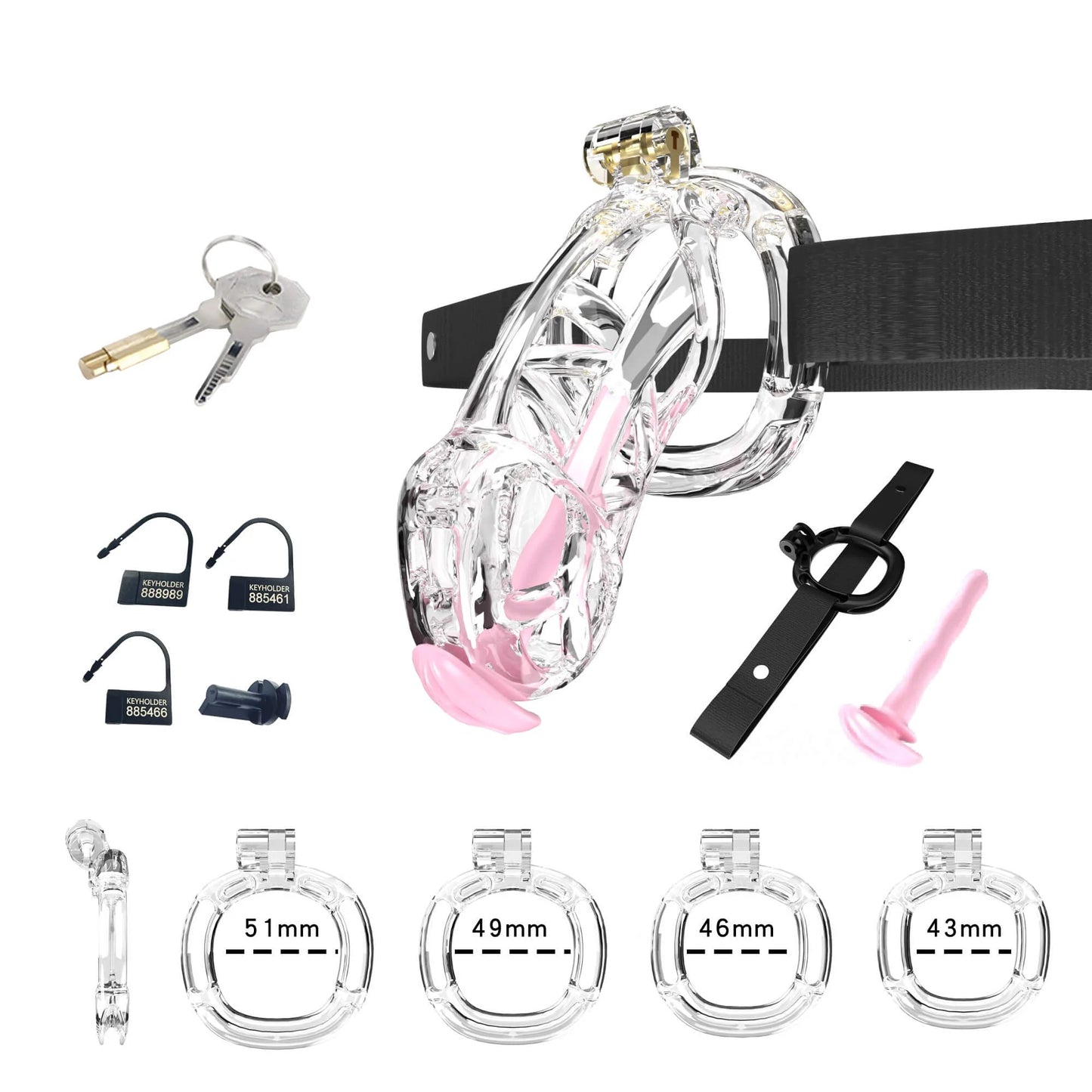 Cobra Chastity Set With 4 Wearable Ring