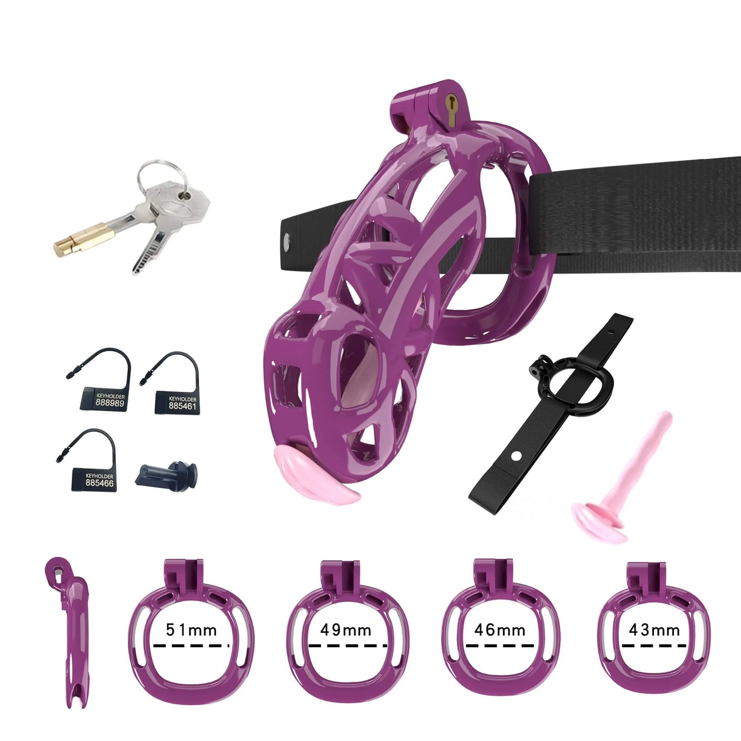 Cobra Chastity Set With 4 Wearable Ring