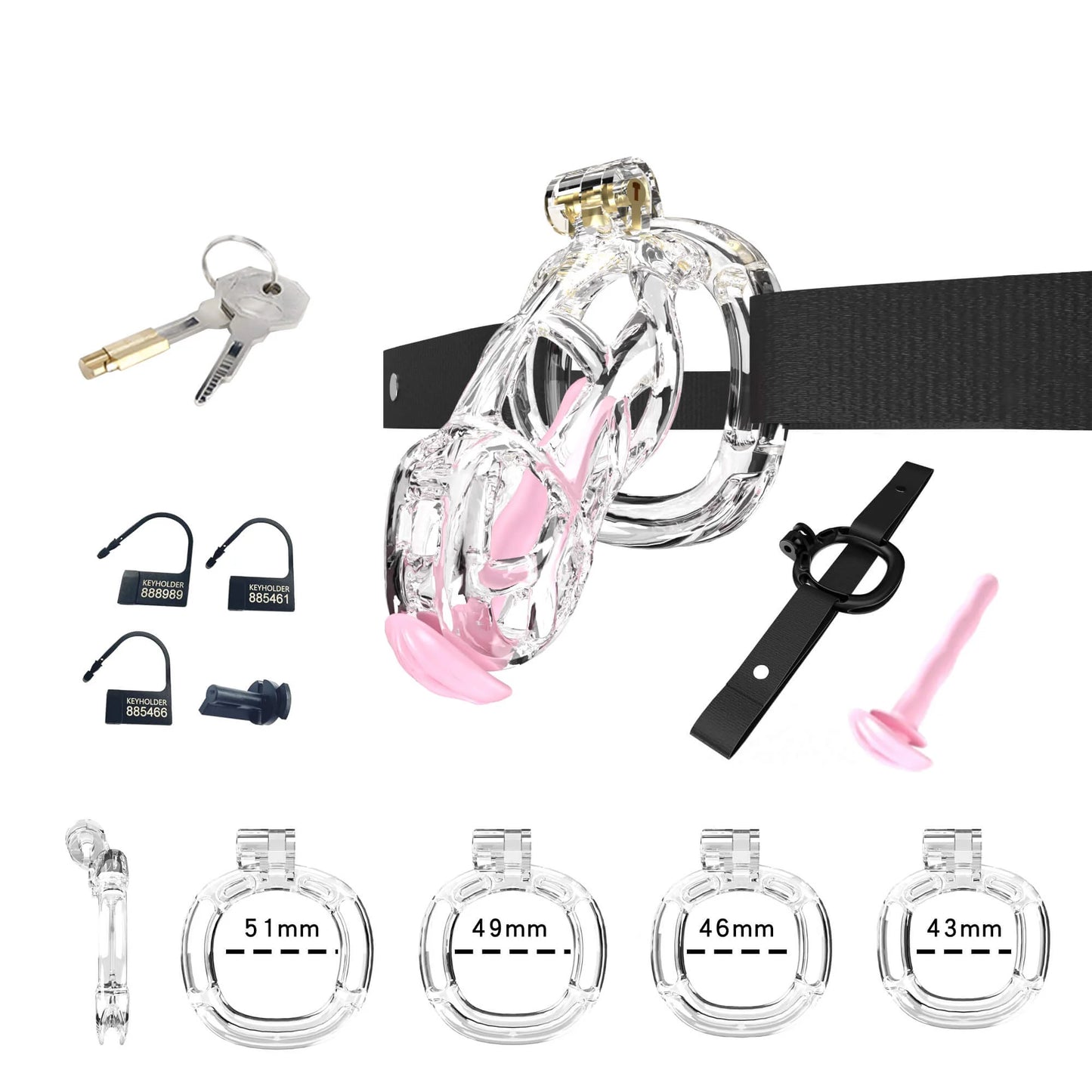 Cobra Chastity Set With 4 Wearable Ring