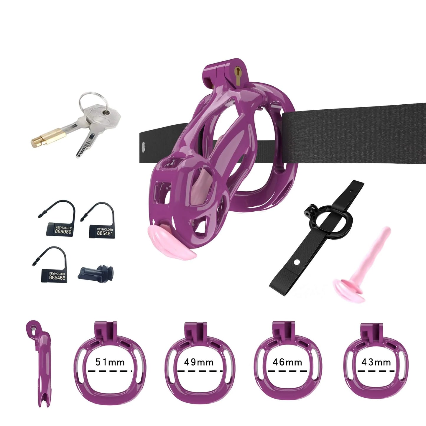 Cobra Chastity Set With 4 Wearable Ring