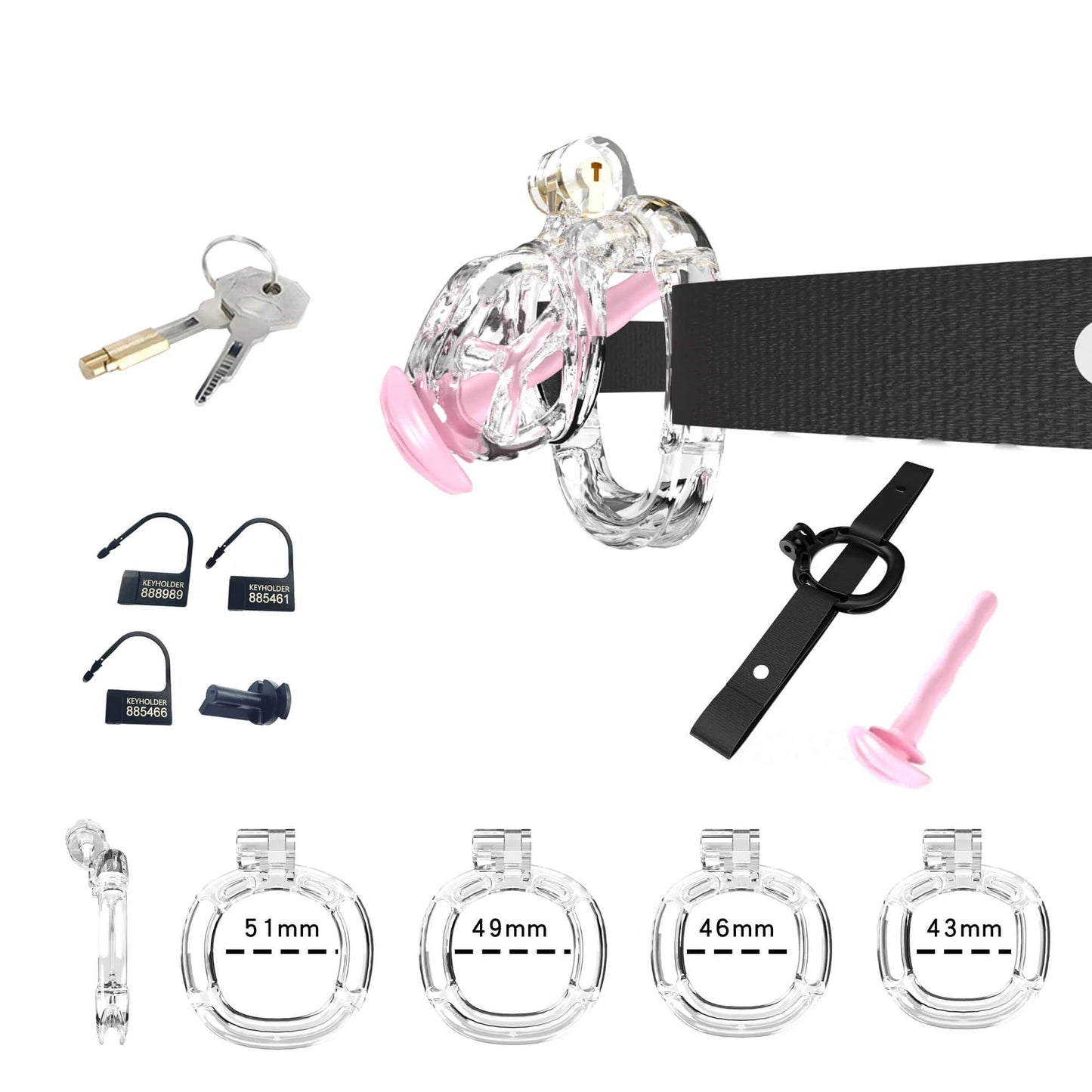 Cobra Chastity Set With 4 Wearable Ring
