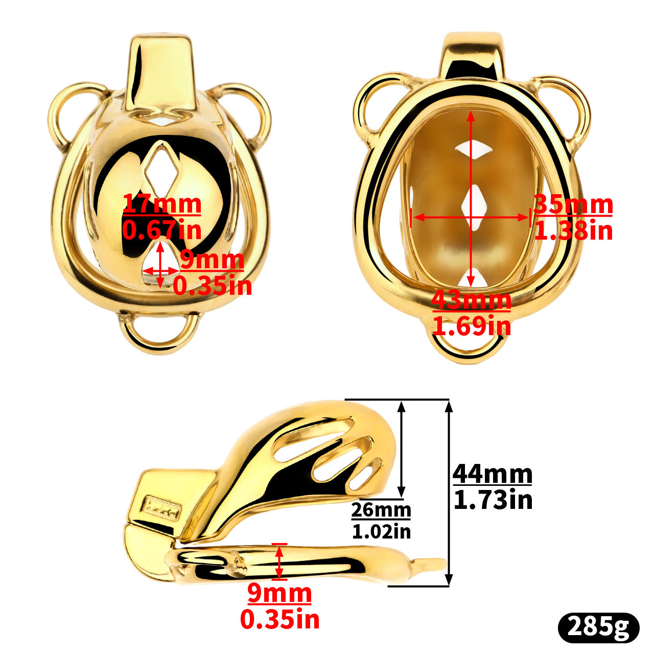 Golden Short Smooth Stainless Steel Cobra Cage