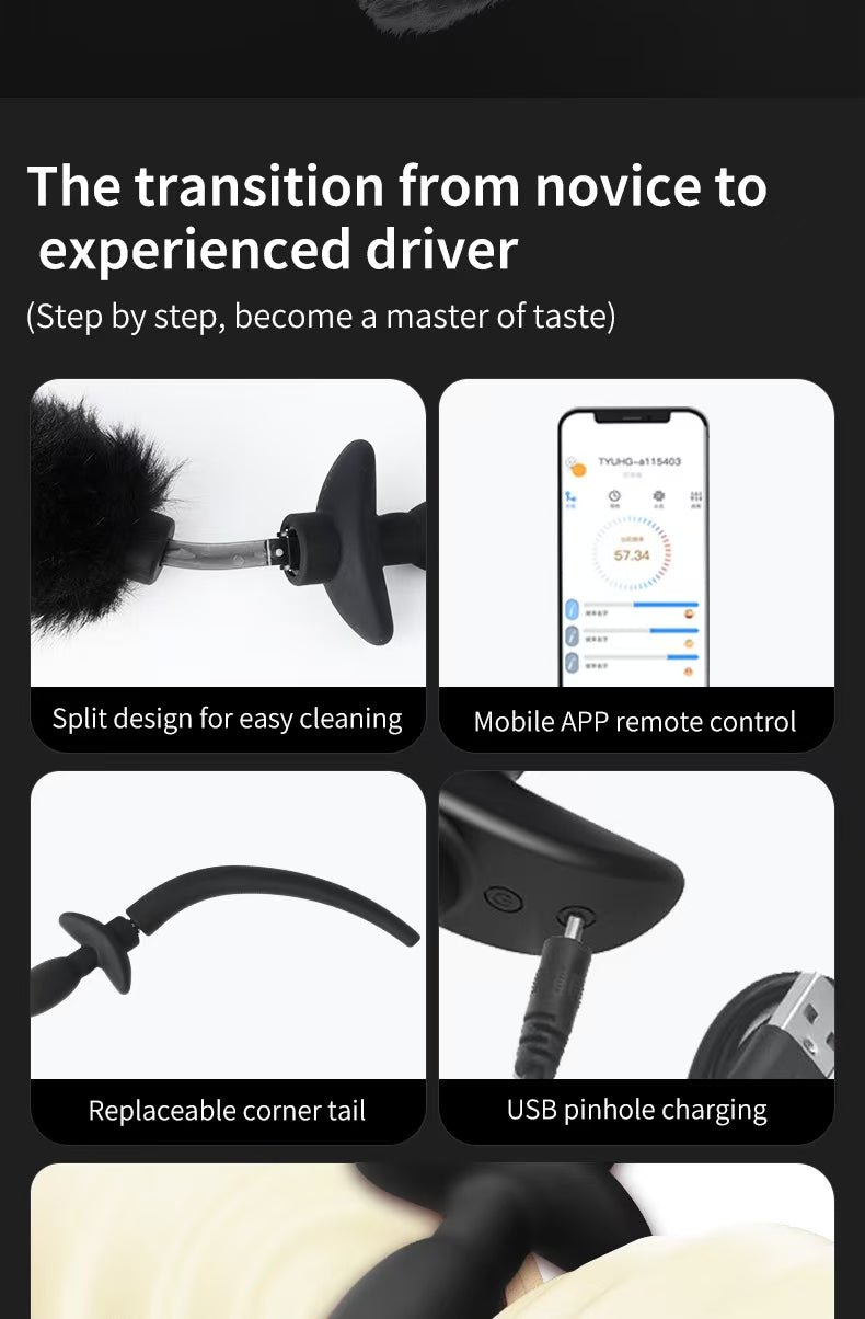 Qiui Shake Tail Shock Butt Plug Remotely App Controlled