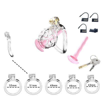 Transparent Cobra Nub Chastity Kit With Urethral