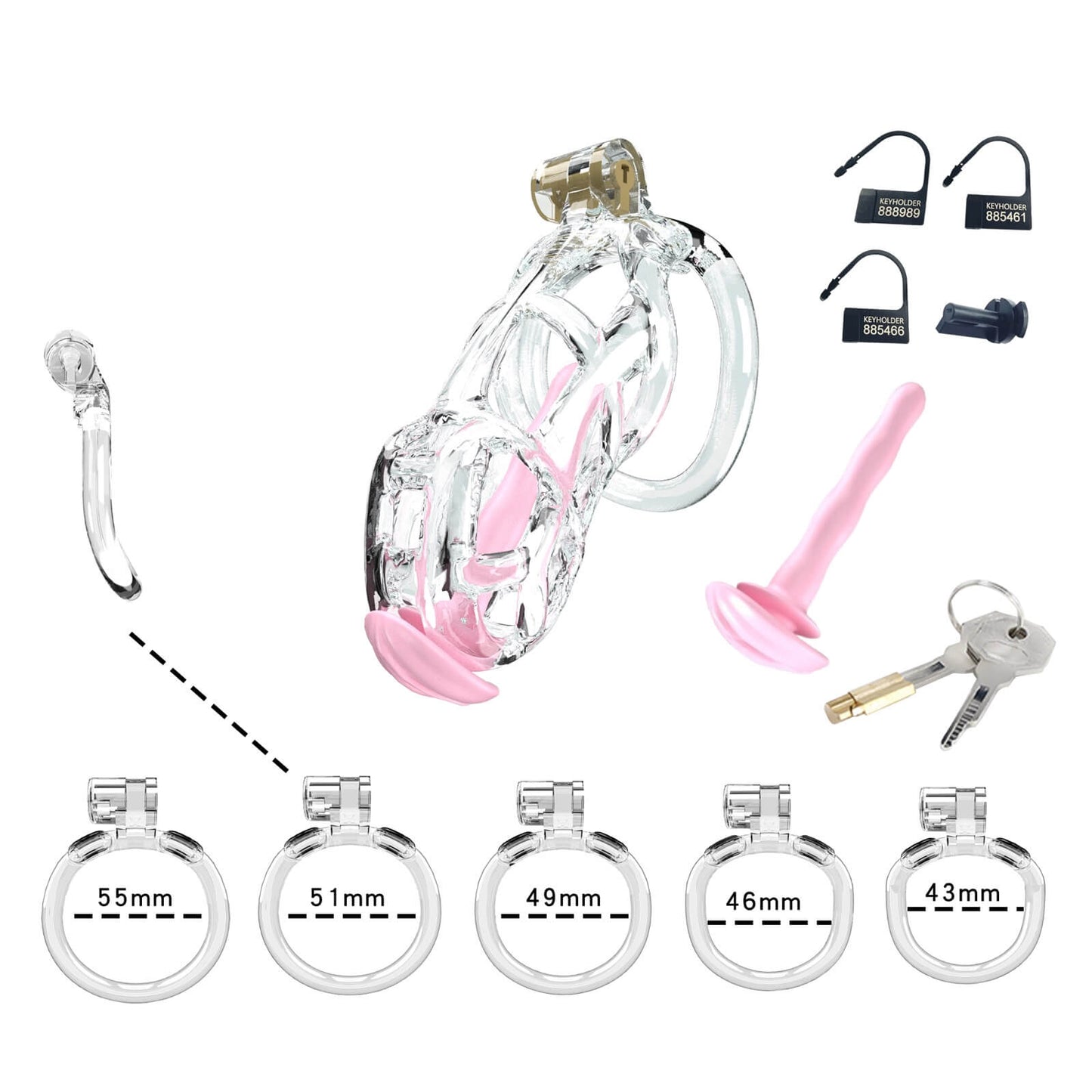 Transparent Cobra Standard Chastity Kit With Urethral