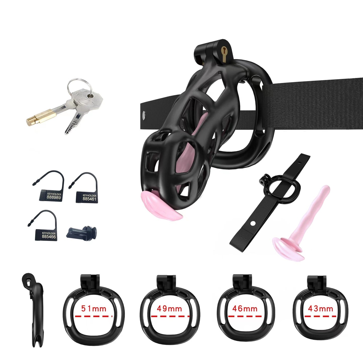 Black Cobra Chastity Standard Kit With Belt