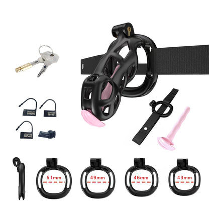 Black Cobra Chastity Standard Kit With Belt