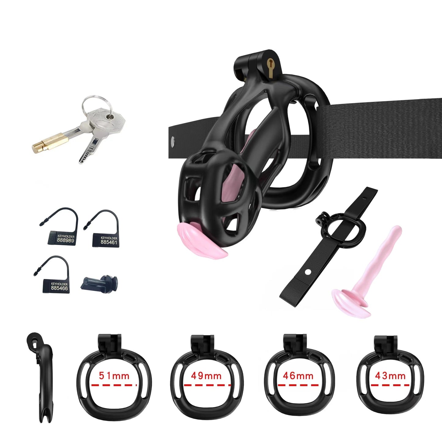 Black Cobra Chastity Small Kit With Belt