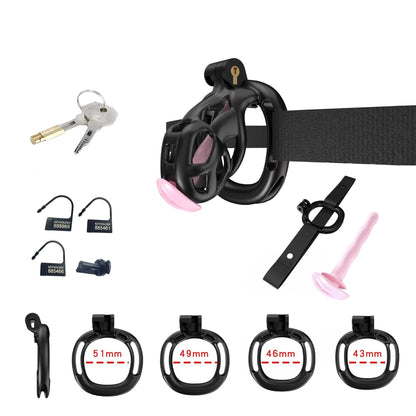 Black Cobra Chastity Nano Kit With Belt