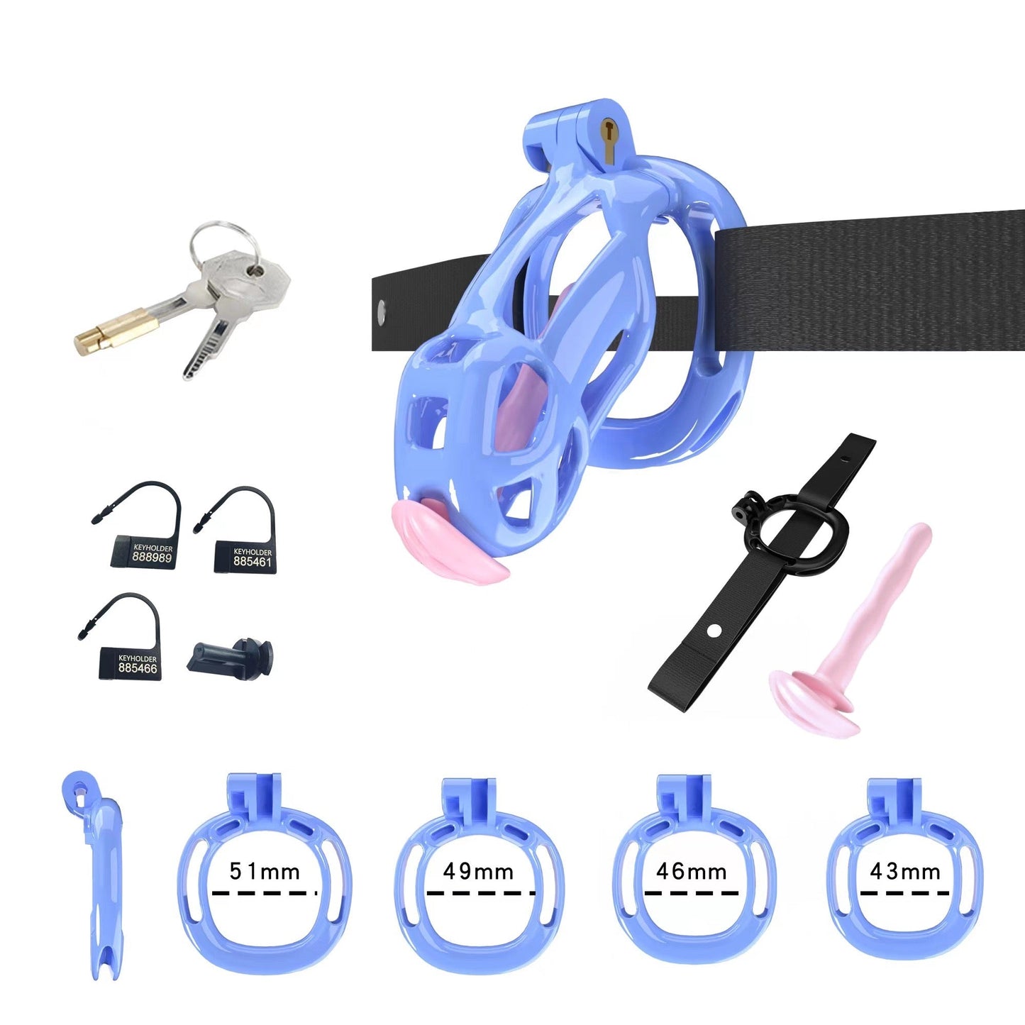 Blue Cobra Chastity Small Kit With Belt