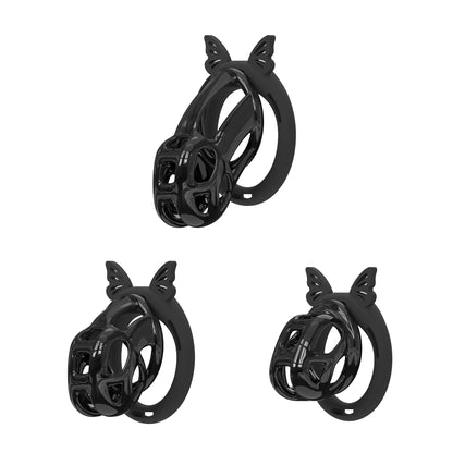 Invisible Black Cobra Chastity Cage With Silicone Ring 