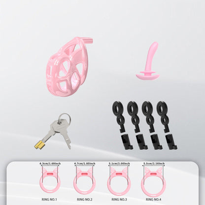 Invisible Pink Cobra Chastity Cage With Silicone Ring 4