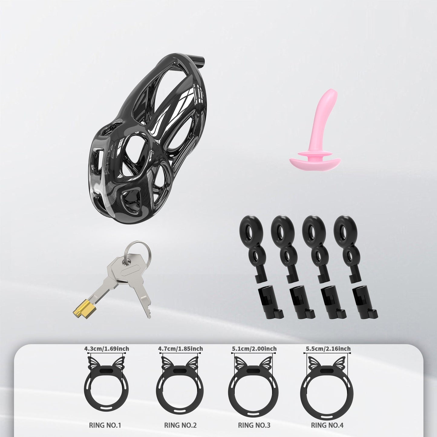 Invisible Black Cobra Chastity Cage With Silicone Ring 6