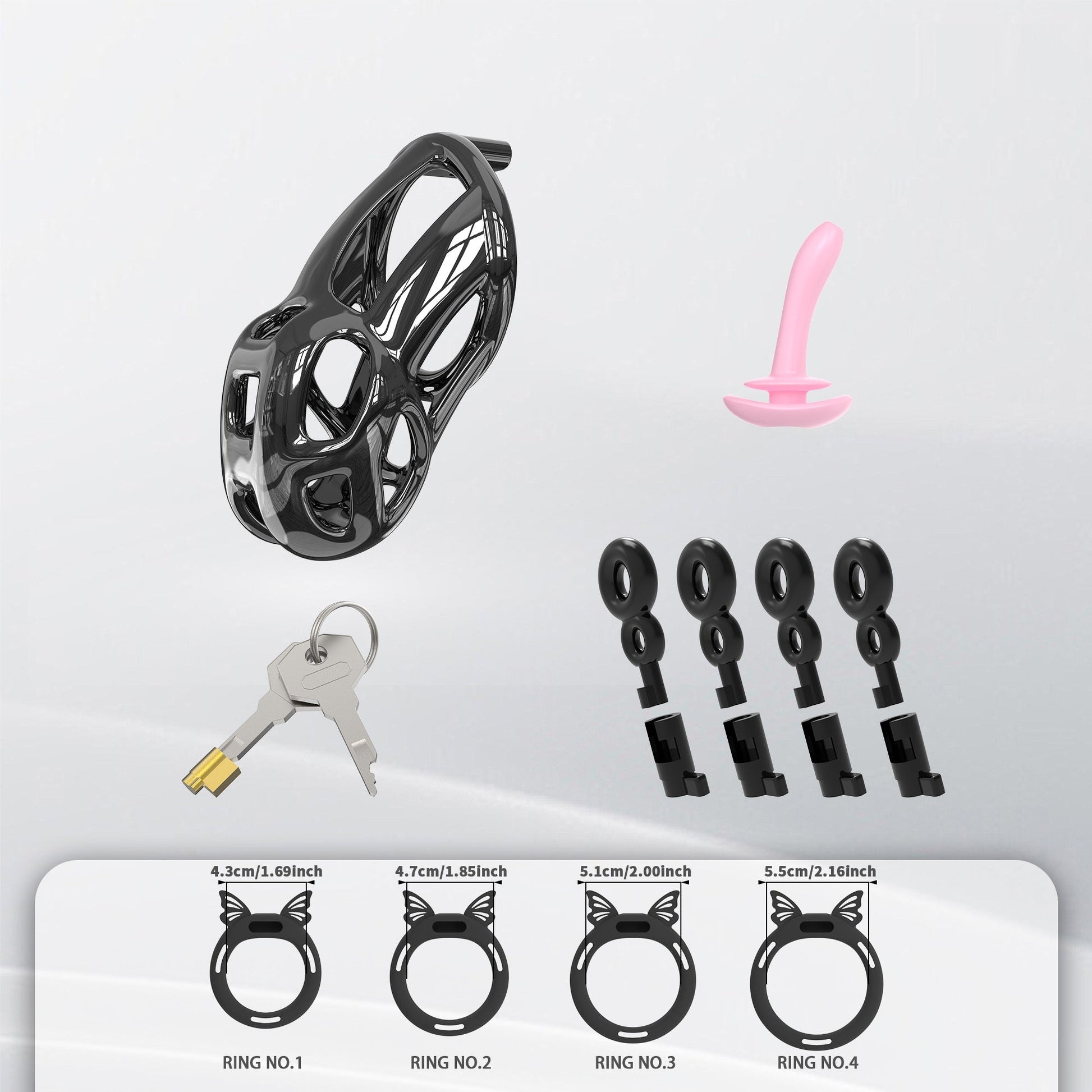 Invisible Black Cobra Chastity Cage With Silicone Ring 6