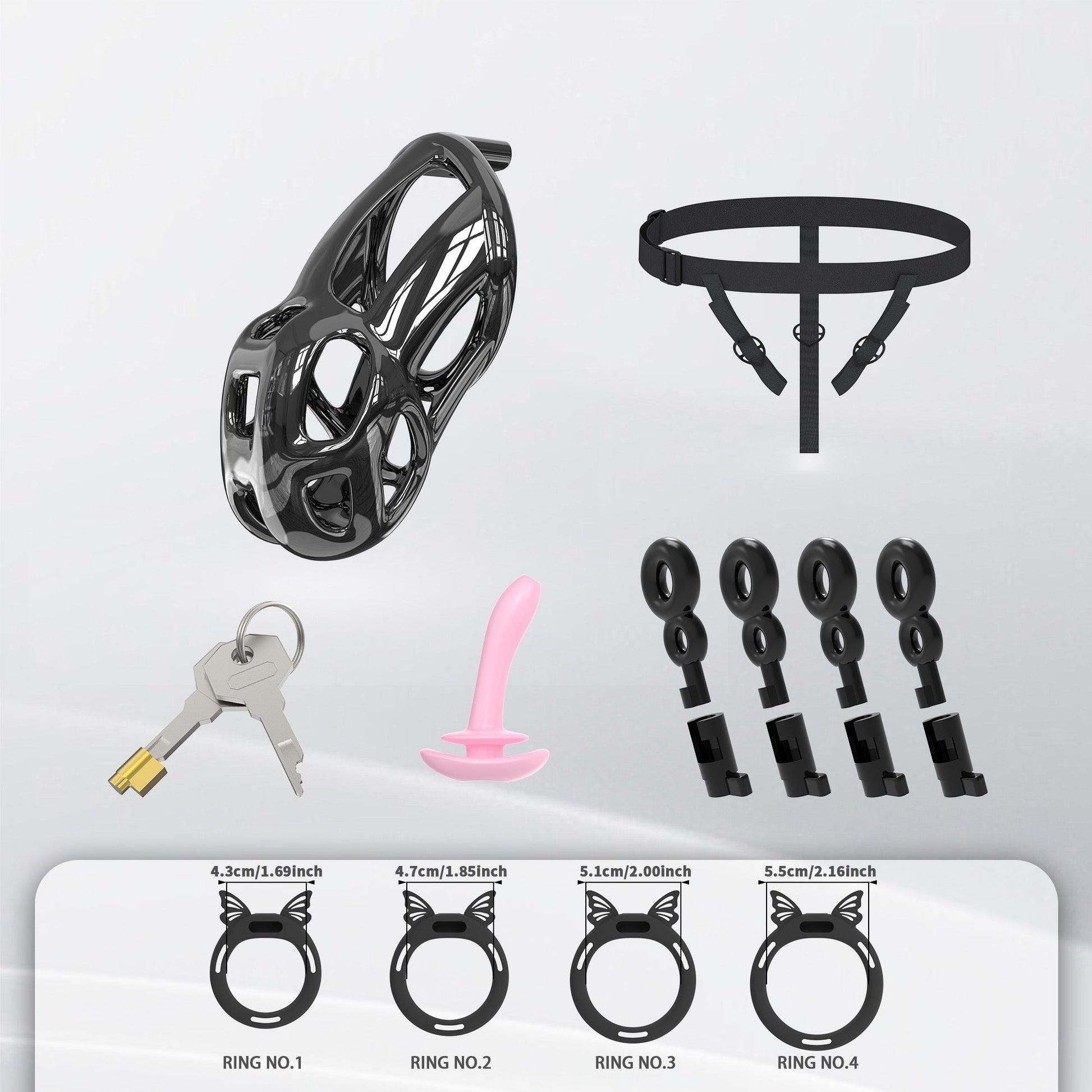 Invisible Black Cobra Chastity Cage With Silicone Ring 61