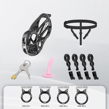 Invisible Black Cobra Chastity Cage With Silicone Ring 61