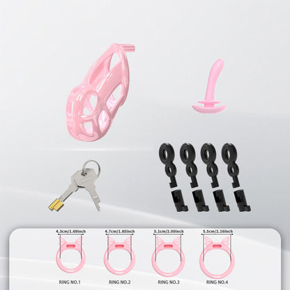 Invisible Pink Cobra Chastity Cage With Silicone Ring 6