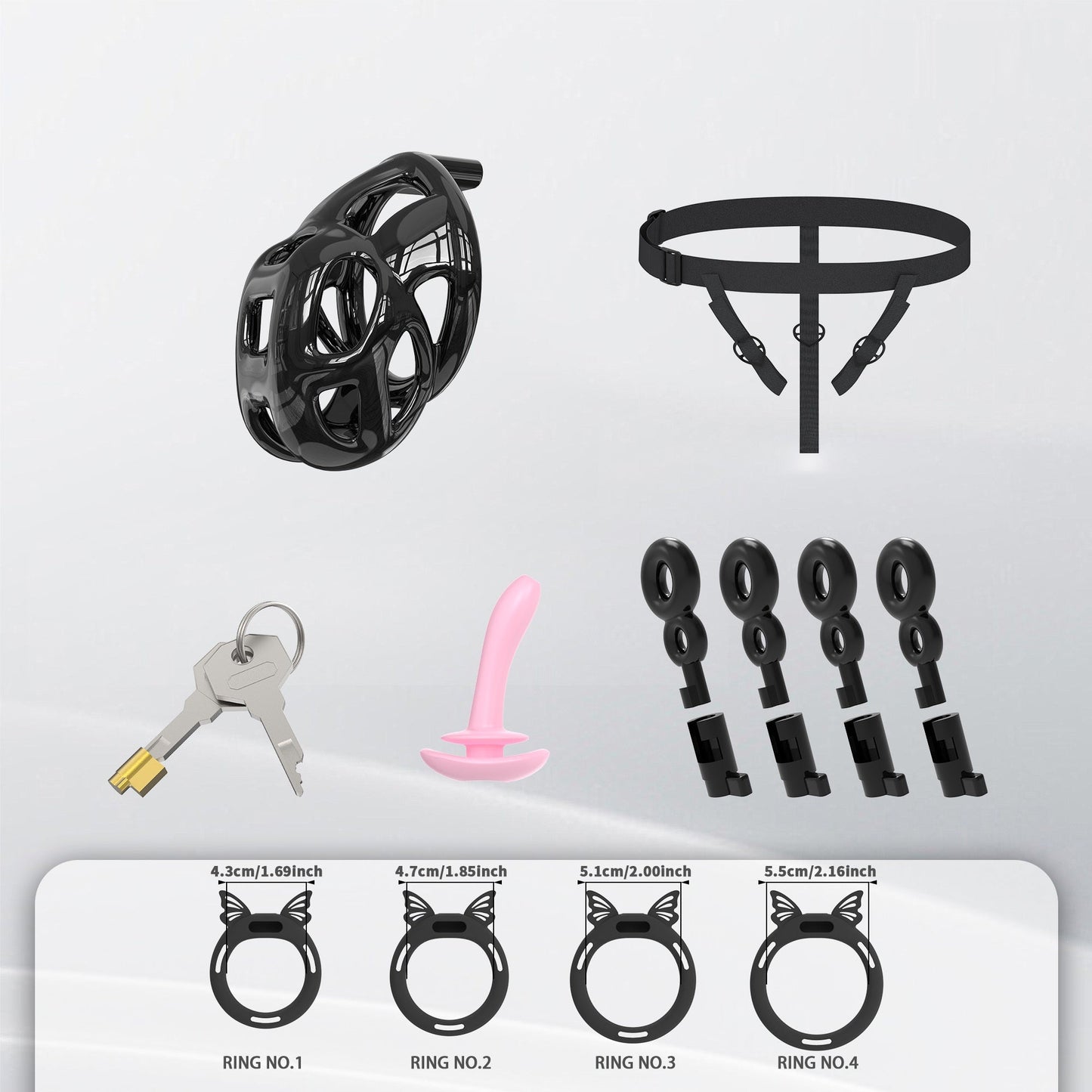 Invisible Black Cobra Chastity Cage With Silicone Ring 6