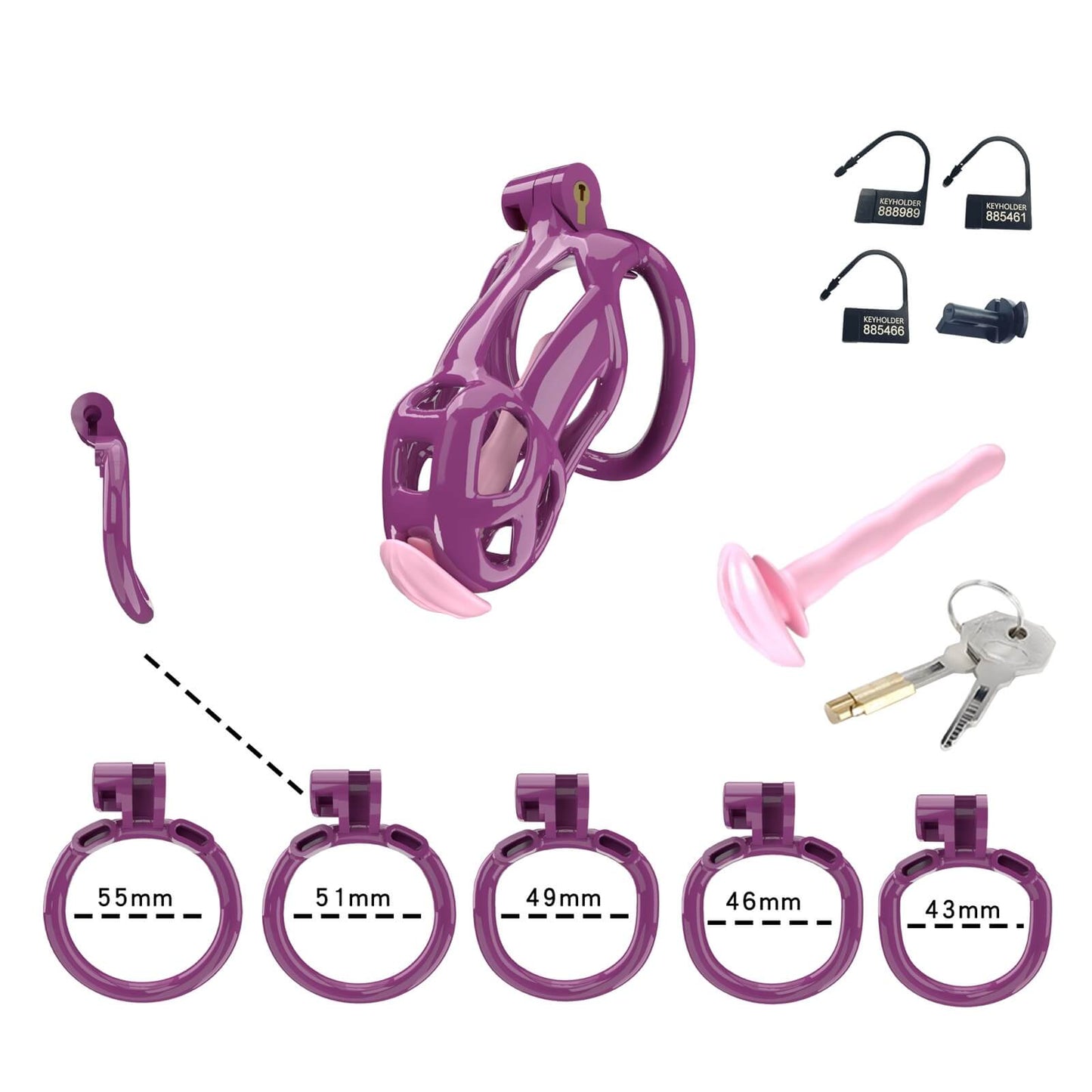 Purple Cobra Small Chastity Kit With Urethral