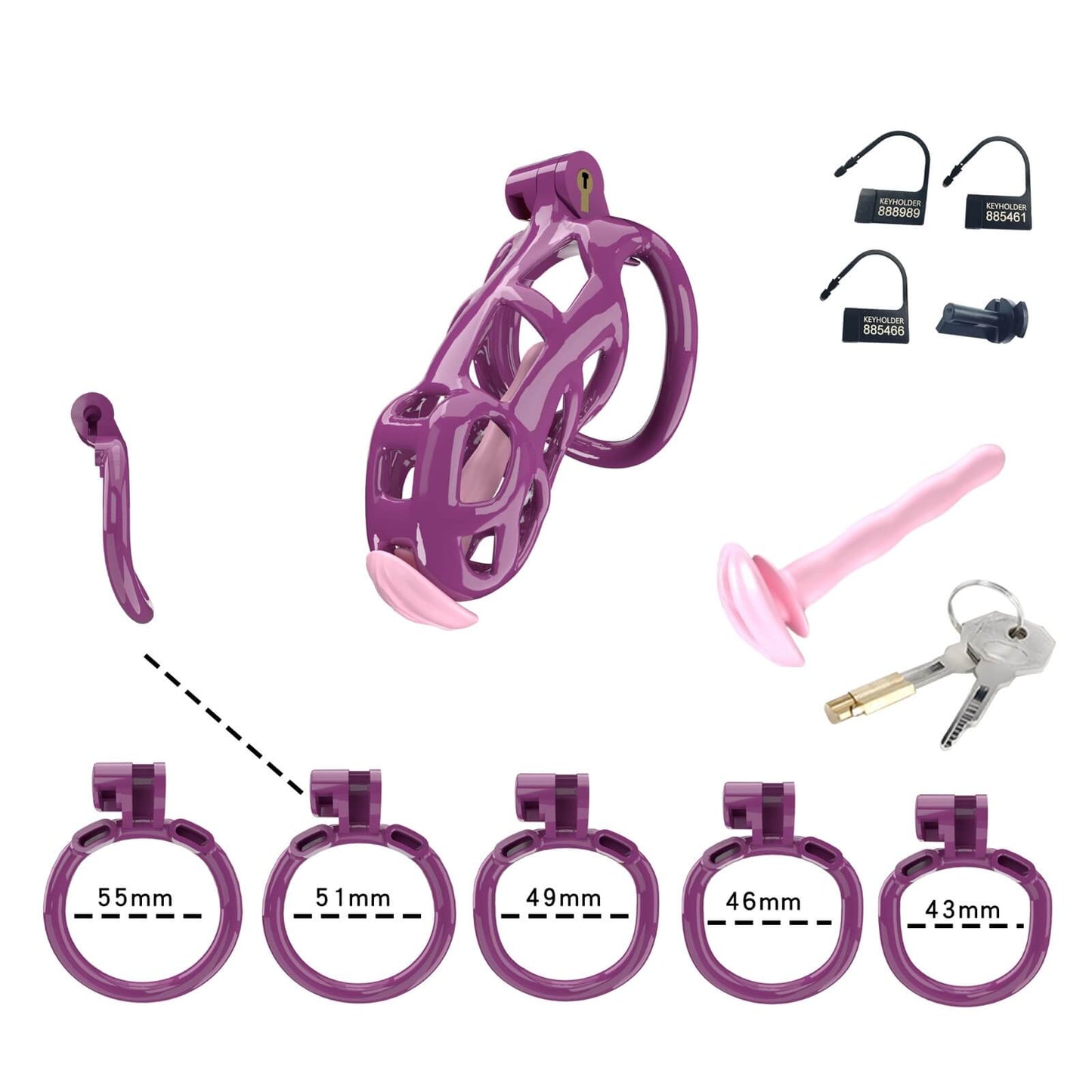 Purple Cobra Standard Chastity Kit With Urethral